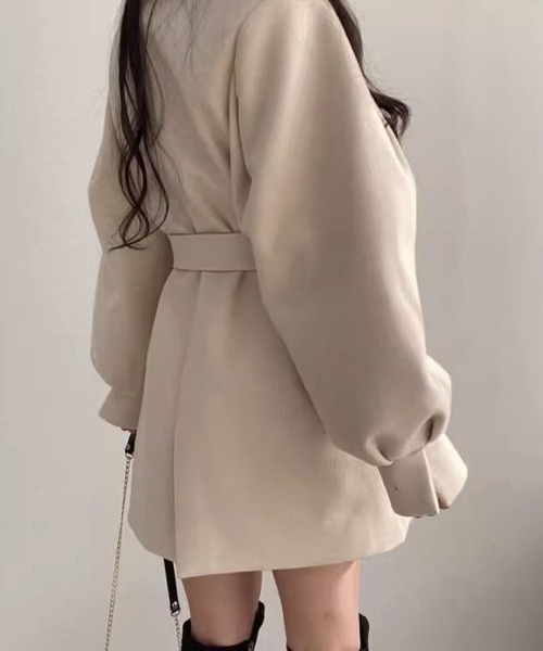 Miniministore（ミニミニストア）の「ミドル丈チェスターコートミディアムコート（チェスターコート・レディース・ブラック/ベージュ・FREE）」の5枚目の写真