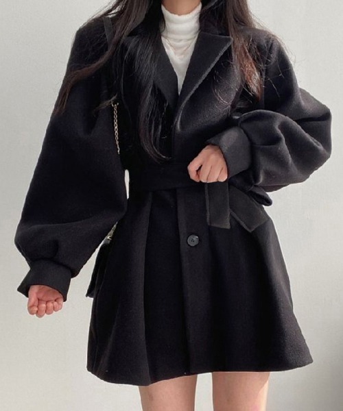 Miniministore（ミニミニストア）の「ミドル丈チェスターコートミディアムコート（チェスターコート・レディース・ブラック/ベージュ・FREE）」の6枚目の写真