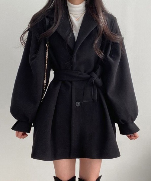 Miniministore（ミニミニストア）の「ミドル丈チェスターコートミディアムコート（チェスターコート・レディース・ブラック/ベージュ・FREE）」の7枚目の写真