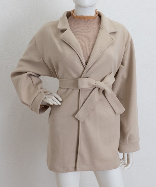 Miniministore（ミニミニストア）の「ミドル丈チェスターコートミディアムコート（チェスターコート・レディース・ブラック/ベージュ・FREE）」の9枚目の写真