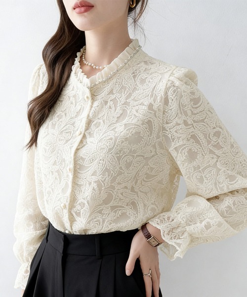 ONEP STAR(ワンピスター)の「ハイネックレースブラウス(シャツ/ブラウス・レディース・ベージュ・MEDIUM/LARGE/X-LARGE)」の19枚目の写真