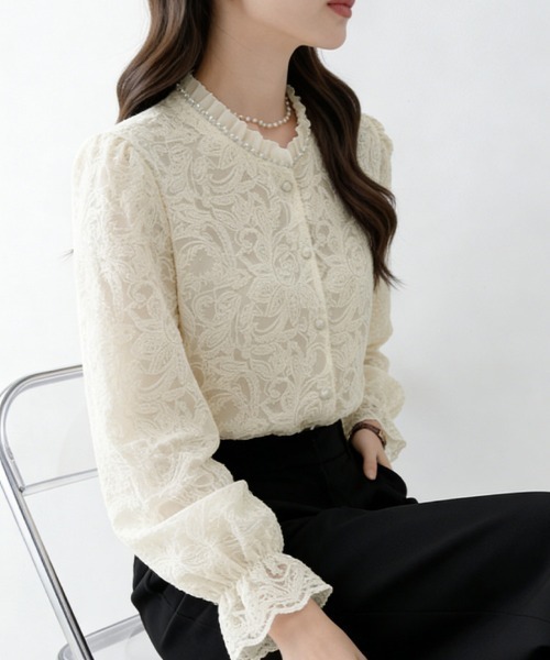 ONEP STAR(ワンピスター)の「ハイネックレースブラウス(シャツ/ブラウス・レディース・ベージュ・MEDIUM/LARGE/X-LARGE)」の21枚目の写真