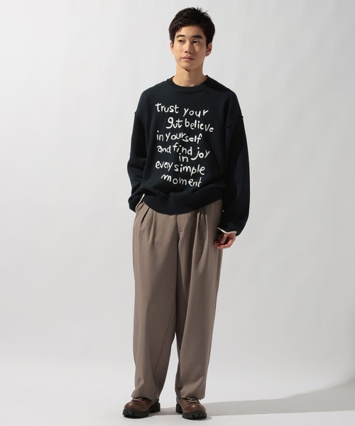 【新品タグ付き】ニコアンド　E's 【MENS】オーバーロゴニット niko and…（ニコアンド） セーター ニット 刺繍ロゴニットプルオーバー