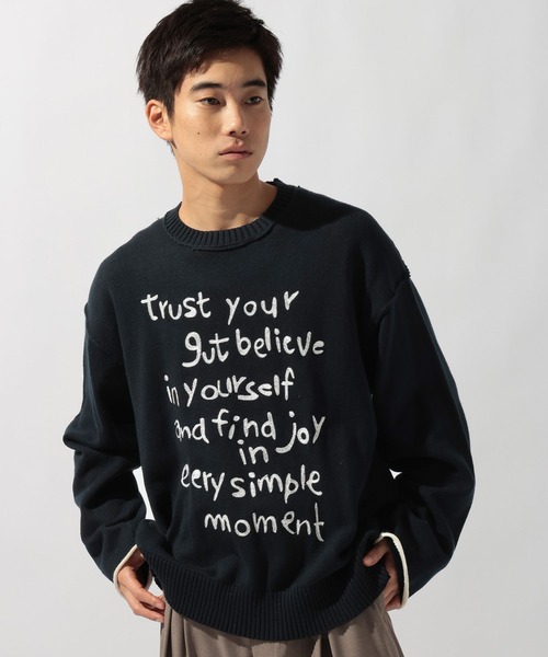 【新品タグ付き】ニコアンド　E's 【MENS】オーバーロゴニット niko and…（ニコアンド） セーター ニット 刺繍ロゴニットプルオーバー