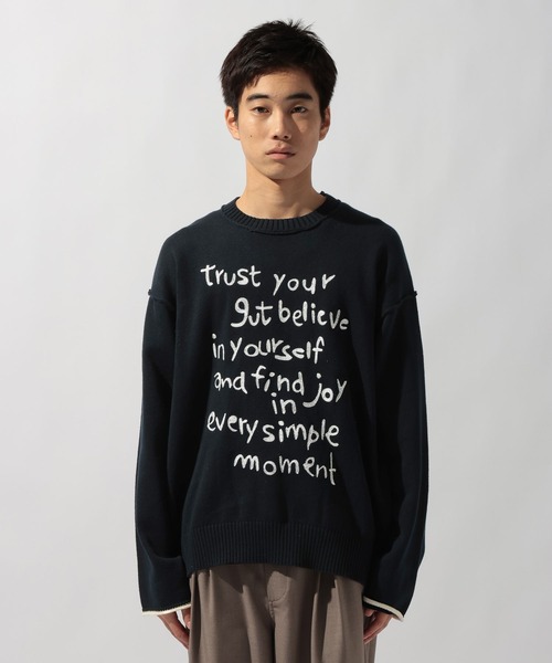 【新品タグ付き】ニコアンド　E's 【MENS】オーバーロゴニット niko and…（ニコアンド） セーター ニット 刺繍ロゴニットプルオーバー