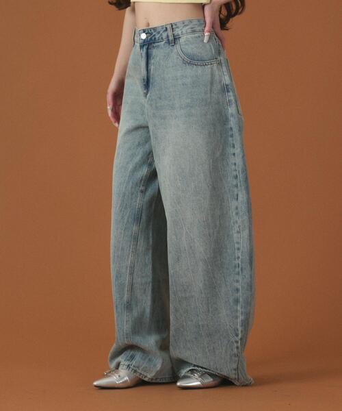 dispark（ディスパーク）の「DISPARK/【26年春夏新作】ラインストーンbackロゴデニム（デニムパンツ・レディース・ブラック/ライトインディゴブルー・SMALL/MEDIUM）」の5枚目の写真