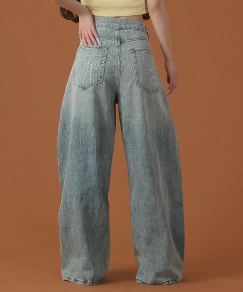 dispark（ディスパーク）の「DISPARK/【26年春夏新作】ラインストーンbackロゴデニム（デニムパンツ・レディース・ブラック/ライトインディゴブルー・SMALL/MEDIUM）」の6枚目の写真