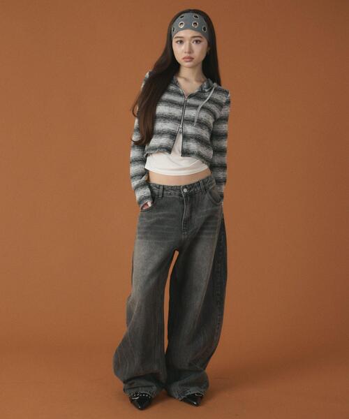 dispark（ディスパーク）の「DISPARK/【26年春夏新作】ラインストーンbackロゴデニム（デニムパンツ・レディース・ブラック/ライトインディゴブルー・SMALL/MEDIUM）」の10枚目の写真