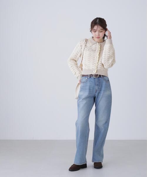 FREE'S MART（フリーズマート）の「◆ミニブークレツィードライク配色ニットカーディガン（ニット/セーター・レディース・ネイビー/ホワイト/ピンク/レッド・FREE）」の11枚目の写真