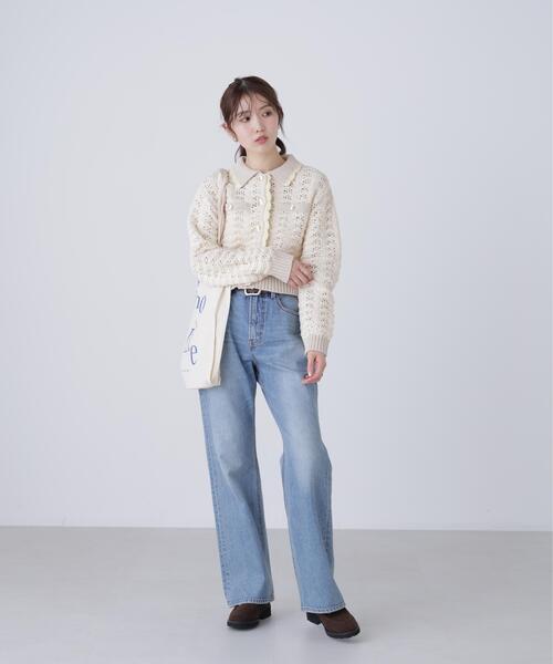 FREE'S MART（フリーズマート）の「◆ミニブークレツィードライク配色ニットカーディガン（ニット/セーター・レディース・ネイビー/ホワイト/ピンク/レッド・FREE）」の12枚目の写真