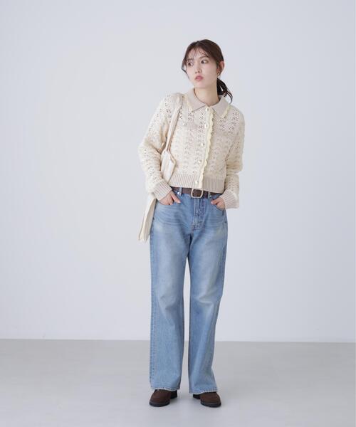 FREE'S MART（フリーズマート）の「◆ミニブークレツィードライク配色ニットカーディガン（ニット/セーター・レディース・ネイビー/ホワイト/ピンク/レッド・FREE）」の13枚目の写真