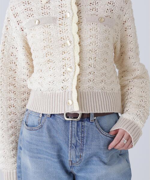 FREE'S MART（フリーズマート）の「◆ミニブークレツィードライク配色ニットカーディガン（ニット/セーター・レディース・ネイビー/ホワイト/ピンク/レッド・FREE）」の19枚目の写真