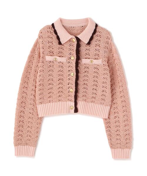 FREE'S MART（フリーズマート）の「◆ミニブークレツィードライク配色ニットカーディガン（ニット/セーター・レディース・ネイビー/ホワイト/ピンク/レッド・FREE）」の21枚目の写真