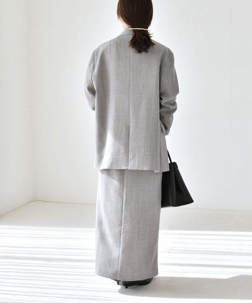 quaranciel(カランシエル)の「quaranciel:〈手洗い可能〉ウーステッド Iライン スリット スカート(セットアップ対応)(スカート・レディース・グレー/ブラック・38/36)」の20枚目の写真