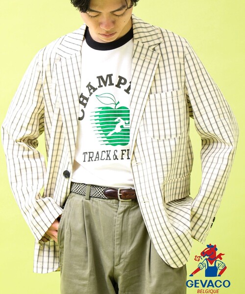 GEVACO(ゲバコ)の「【GEVACO/ゲバコ】テーラーライトジャケット(テーラードジャケット・メンズ・ホワイト系その他/ネイビー・S/M/L)」の2枚目の写真