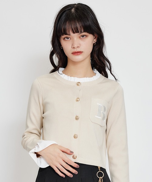 REDYAZEL(レディアゼル)の「Rフリルレイヤードニットカーディガン(カーディガン/ボレロ・レディース・ベージュ/ネイビー/ピンク/オフホワイト・FREE)」の2枚目の写真
