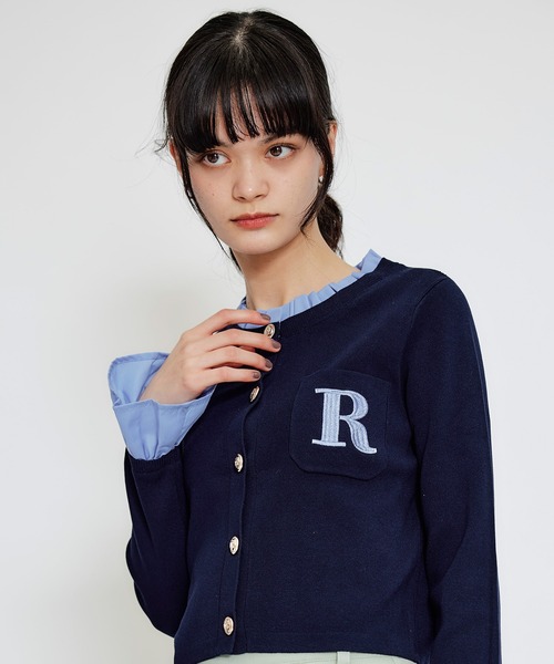 REDYAZEL(レディアゼル)の「Rフリルレイヤードニットカーディガン(カーディガン/ボレロ・レディース・ベージュ/ネイビー/ピンク/オフホワイト・FREE)」の3枚目の写真