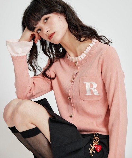 REDYAZEL(レディアゼル)の「Rフリルレイヤードニットカーディガン(カーディガン/ボレロ・レディース・ベージュ/ネイビー/ピンク/オフホワイト・FREE)」の4枚目の写真