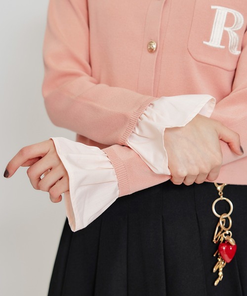 REDYAZEL(レディアゼル)の「Rフリルレイヤードニットカーディガン(カーディガン/ボレロ・レディース・ベージュ/ネイビー/ピンク/オフホワイト・FREE)」の13枚目の写真