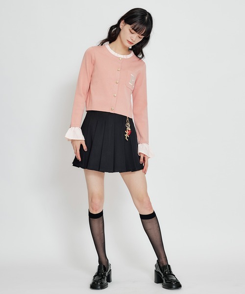 REDYAZEL(レディアゼル)の「Rフリルレイヤードニットカーディガン(カーディガン/ボレロ・レディース・ベージュ/ネイビー/ピンク/オフホワイト・FREE)」の8枚目の写真