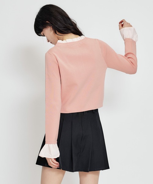 REDYAZEL(レディアゼル)の「Rフリルレイヤードニットカーディガン(カーディガン/ボレロ・レディース・ベージュ/ネイビー/ピンク/オフホワイト・FREE)」の10枚目の写真