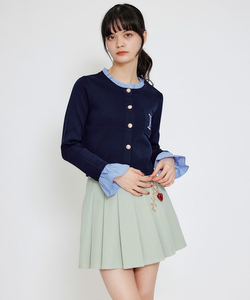 REDYAZEL(レディアゼル)の「Rフリルレイヤードニットカーディガン(カーディガン/ボレロ・レディース・ベージュ/ネイビー/ピンク/オフホワイト・FREE)」の14枚目の写真