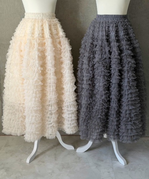 LADYM(ラディム)の「【LADYM】Whip Tulle Skirt(スカート・レディース・グレー/アイボリー・FREE)」の4枚目の写真