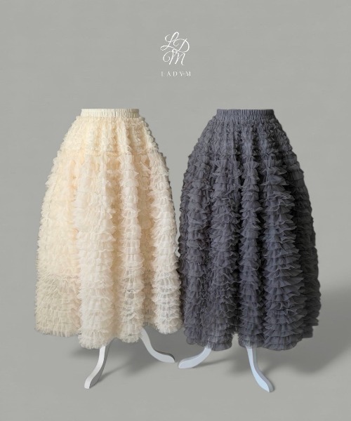 LADYM(ラディム)の「【LADYM】Whip Tulle Skirt(スカート・レディース・グレー/アイボリー・FREE)」の7枚目の写真