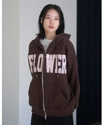 FLOWER ZIP UP HOOD(BROWN)