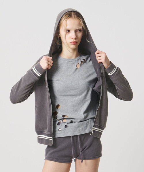 ATTISESSION（アティセッション）の「＜ATTISESSION＞ブリーチ スウェット フーディー（パーカー・レディース・グレー系/ブラック・FREE）」の5枚目の写真