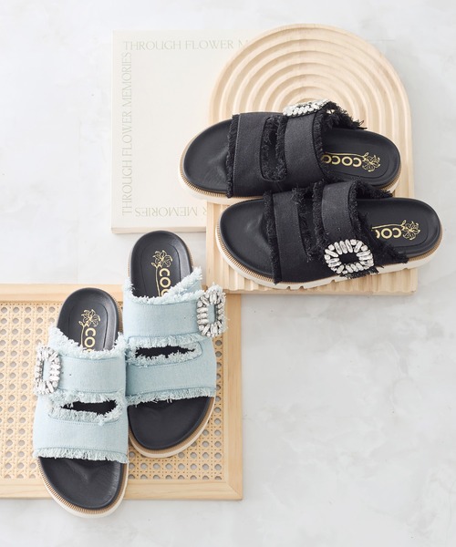 coca(ANDEX shoes product)(コカ)の「厚底 デニム ビジューバックル サンダル(サンダル・レディース・ブルー/ブラック・MEDIUM/LARGE/SMALL)」の19枚目の写真
