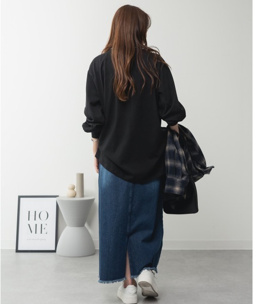 aity(アイティ)の「M-5L バルーンスリーブ モックネック無地ロンT(Tシャツ/カットソー・レディース・チャコールグレー/グレイッシュベージュ/ミント/ブラック/オフホワイト・LL~3L/4L~5L/M~L)」の22枚目の写真