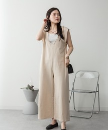 aity（アイティ）の「M-5L ミニ裏毛 深Vネック コットンジャンプスーツ（サロペット/オーバーオール）」