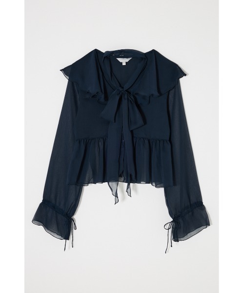 MOUSSY（マウジー）の「【26年SS新作】BOW TIE CHIFFON ブラウス（シャツ/ブラウス・レディース・グリーン系その他/ネイビー/アイボリー・FREE）」の3枚目の写真