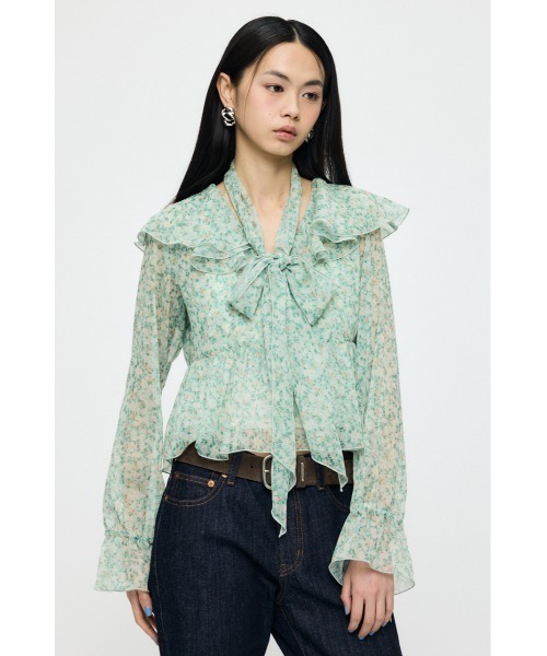 MOUSSY（マウジー）の「【26年SS新作】BOW TIE CHIFFON ブラウス（シャツ/ブラウス・レディース・グリーン系その他/ネイビー/アイボリー・FREE）」の8枚目の写真