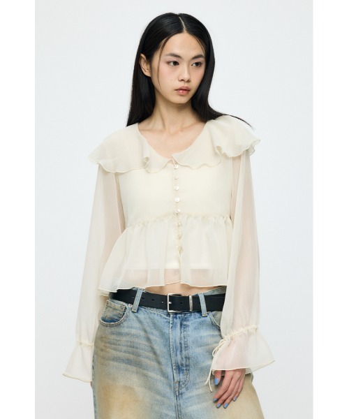 MOUSSY（マウジー）の「【26年SS新作】BOW TIE CHIFFON ブラウス（シャツ/ブラウス・レディース・グリーン系その他/ネイビー/アイボリー・FREE）」の14枚目の写真