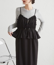 RANAN（ラナン）の「リボンギャザーペプラムナローワンピ（ワンピース）」