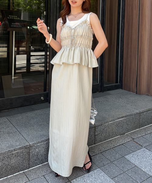 RANAN(ラナン)の「リボンギャザーペプラムナローワンピ(ワンピース・レディース・ブラック/アイボリー/ブラウン・LL/M/L/SP)」の21枚目の写真