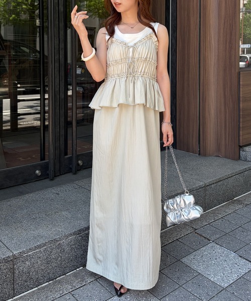 RANAN(ラナン)の「リボンギャザーペプラムナローワンピ(ワンピース・レディース・ブラック/アイボリー/ブラウン・LL/M/L/SP)」の19枚目の写真