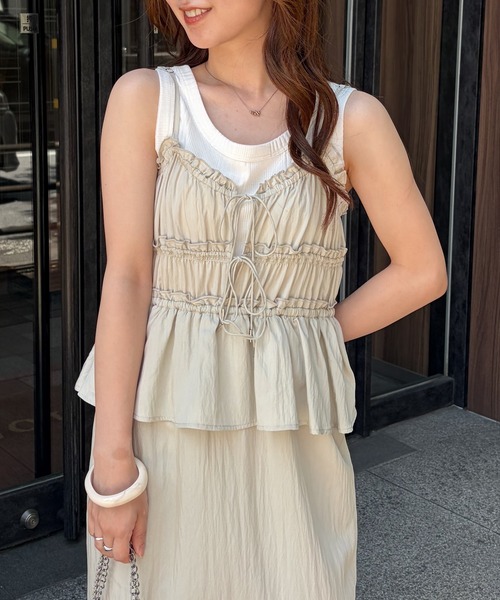 RANAN(ラナン)の「リボンギャザーペプラムナローワンピ(ワンピース・レディース・ブラック/アイボリー/ブラウン・LL/M/L/SP)」の18枚目の写真