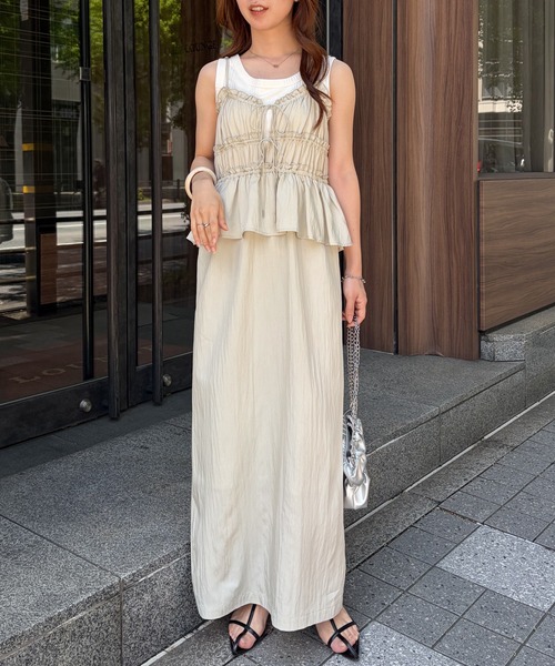 RANAN(ラナン)の「リボンギャザーペプラムナローワンピ(ワンピース・レディース・ブラック/アイボリー/ブラウン・LL/M/L/SP)」の20枚目の写真