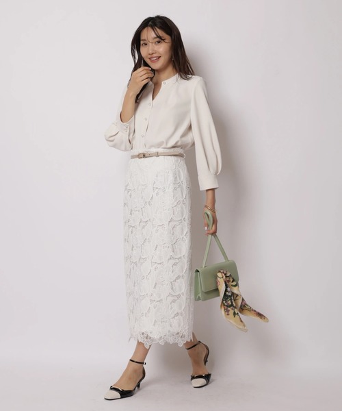 JUSGLITTY（ジャスグリッティー）の「ベルト付レースタイトスカート（スカート・レディース・ピンクベージュ/ネイビー/ホワイト・2/1/0）」の22枚目の写真