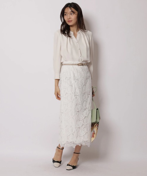 JUSGLITTY（ジャスグリッティー）の「ベルト付レースタイトスカート（スカート・レディース・ピンクベージュ/ネイビー/ホワイト・2/1/0）」の21枚目の写真