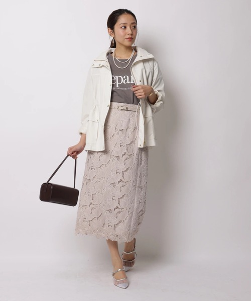 JUSGLITTY（ジャスグリッティー）の「ベルト付レースタイトスカート（スカート・レディース・ピンクベージュ/ネイビー/ホワイト・2/1/0）」の12枚目の写真