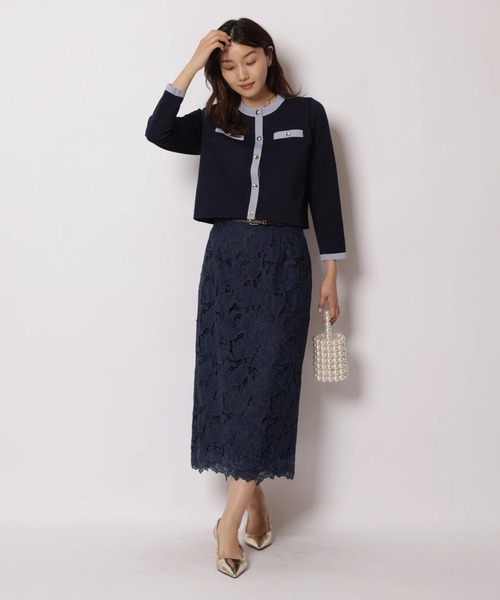 JUSGLITTY（ジャスグリッティー）の「ベルト付レースタイトスカート（スカート・レディース・ピンクベージュ/ネイビー/ホワイト・2/1/0）」の16枚目の写真