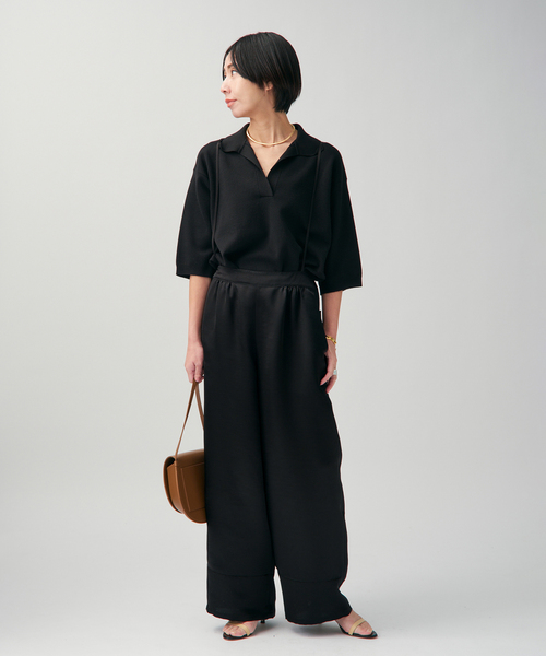 VERMEIL par iena（ヴェルメイユパーイエナ）の「サテンサスペンダーパンツ（その他パンツ・レディース・ブラック/アイボリー・38/36/40）」の3枚目の写真