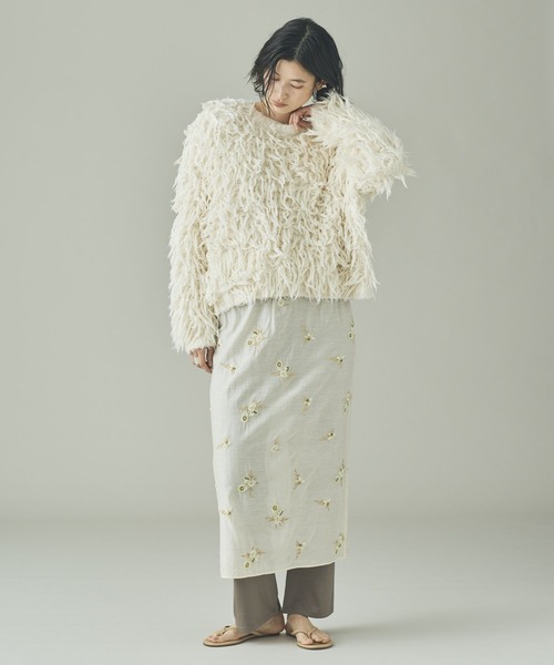 Curensology（カレンソロジー）の「Curensology(カレンソロジー)/フラワービーズスカート（スカート・レディース・オフホワイト/ブラック・FREE）」の6枚目の写真