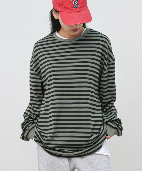MODERMENT（モダーメント）の「ストライプオーバーサイズストリングロングスリーブ[グレー]（Tシャツ/カットソー・レディース・その他・1/2）」の9枚目の写真