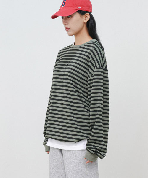 MODERMENT（モダーメント）の「ストライプオーバーサイズストリングロングスリーブ[グレー]（Tシャツ/カットソー・レディース・その他・1/2）」の10枚目の写真