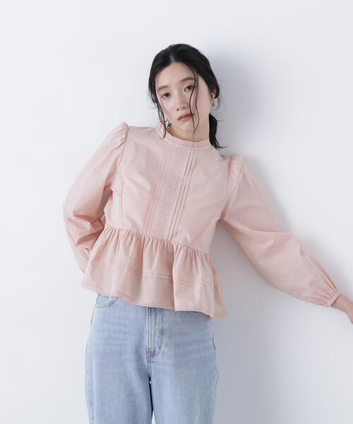 N.(N. Natural Beauty Basic)(エヌエヌナチュラルビューティーベーシック)の「コットンレースブラウス(シャツ/ブラウス・レディース・オフホワイト/ピンク/ブラック・フリ-)」の3枚目の写真